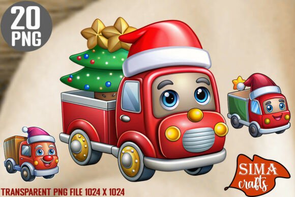 20 High-Quality Christmas Truck PNG for Modern Illustrations