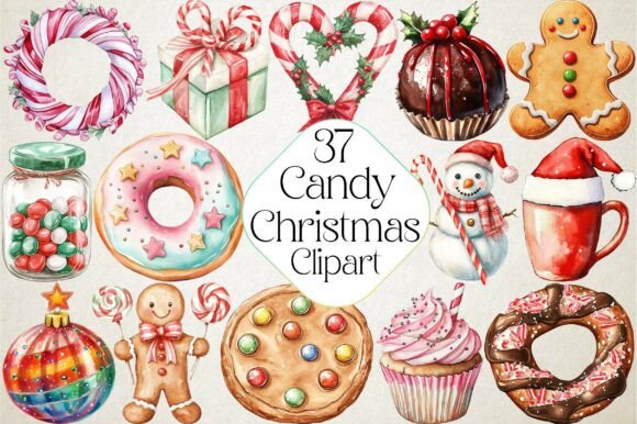 Christmas Candy Sublimation Clipart for Branding