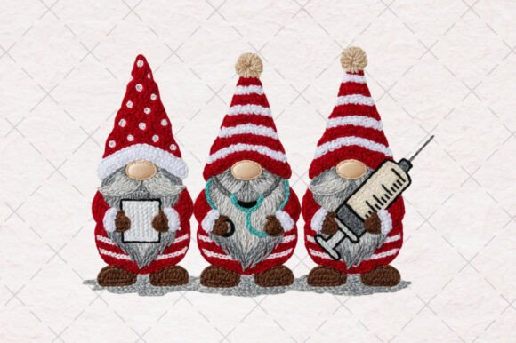 Christmas Nurse Gnome Latch Hook Yarn Cr Illustrations
