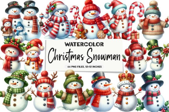 Christmas Snowman PNG Bundle: Seasonal Illustrations for Brands