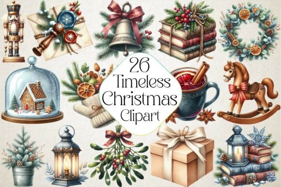 Christmas Timeless Winter Clipart for Illustrations