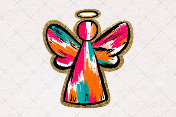 Colorful Glitter Christmas Angel Png for Modern Illustrations