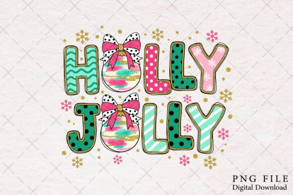 Colorful Glitter Christmas Holly Jolly P Review for Illustrations