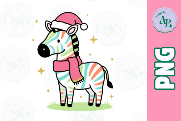 Colorful Zebra Jungle Christmas PNG for Modern Illustrations