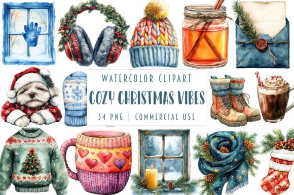 Cozy Christmas Vibes Clipart Bundle for Illustrations