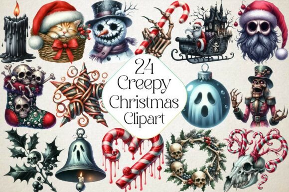 Creepy Christmas Clipart for Seasonal Illustrations
