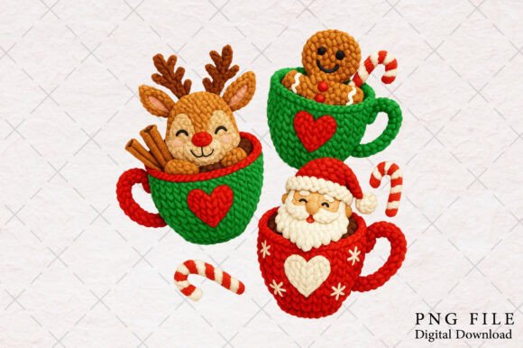 Faux Yarn Christmas Mugs Png: A Seller’s Review of This Festive Illustrations Asset