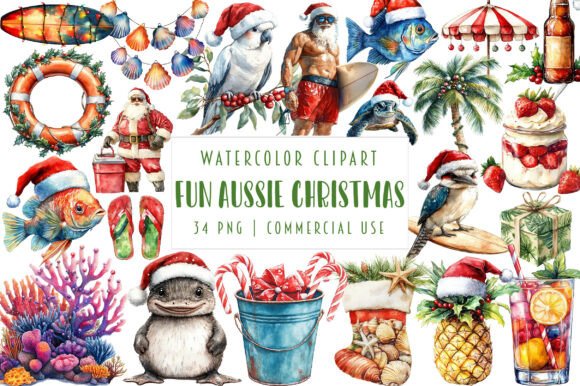 Fun Aussie Christmas Clipart for Seasonal Illustrations