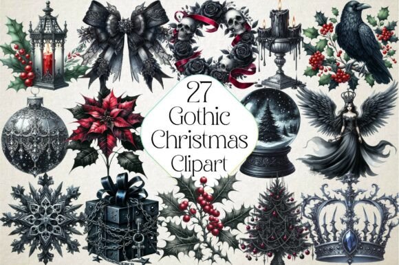 Gothic Christmas Clipart Bundle Review