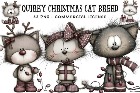 Quirky Christmas Cat Breed Clipart