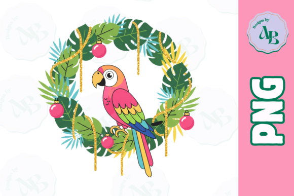Safari Christmas Parrot Jungle PNG for Commercial Illustrations