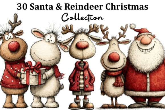 Santa Reindeer Christmas Clipart Review