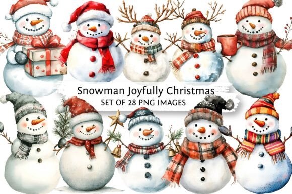 Snowman Joyfully Christmas Sublimation for Illustrations