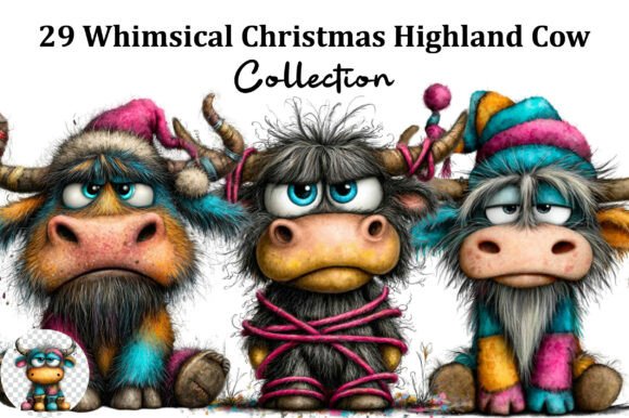 Whimsical Christmas Highland Cow Clipart Review