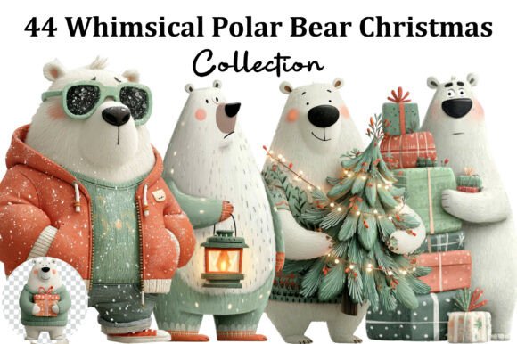 Whimsical White Polar Bear Christmas Cli: A Designer’s Review for Illustrations