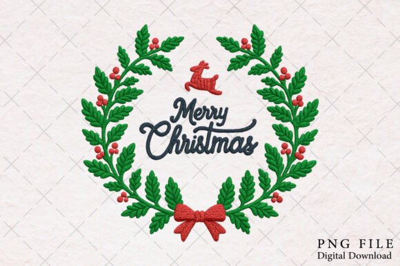 Yarn Crochet Christmas Holly Wreath PNG Review